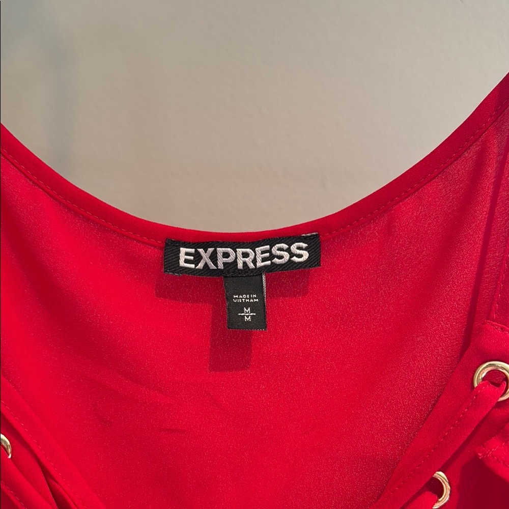 Express Red Ruffled Cold Shoulder Top M - Picture 3 of 4